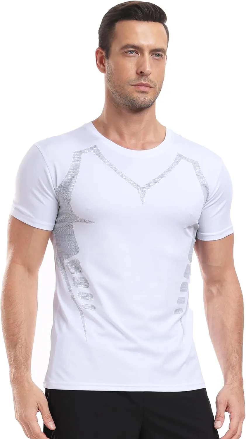 2 Pack Workout Shirts for Men, Quick Dry Athletic Gym Active T Shirt for Running, Breathable Outdoor Training Shirts