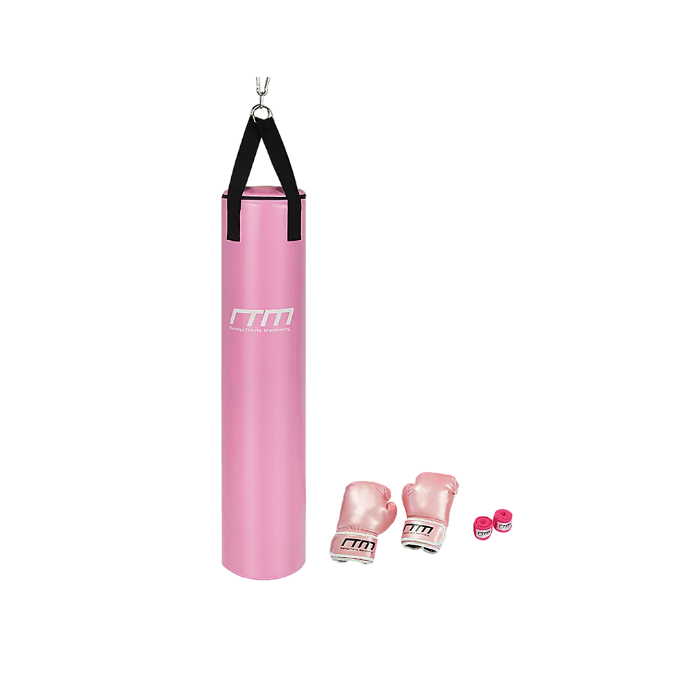 70lb Red Heavy Bag Kit Punching Boxing Bag Gloves Hand Wraps