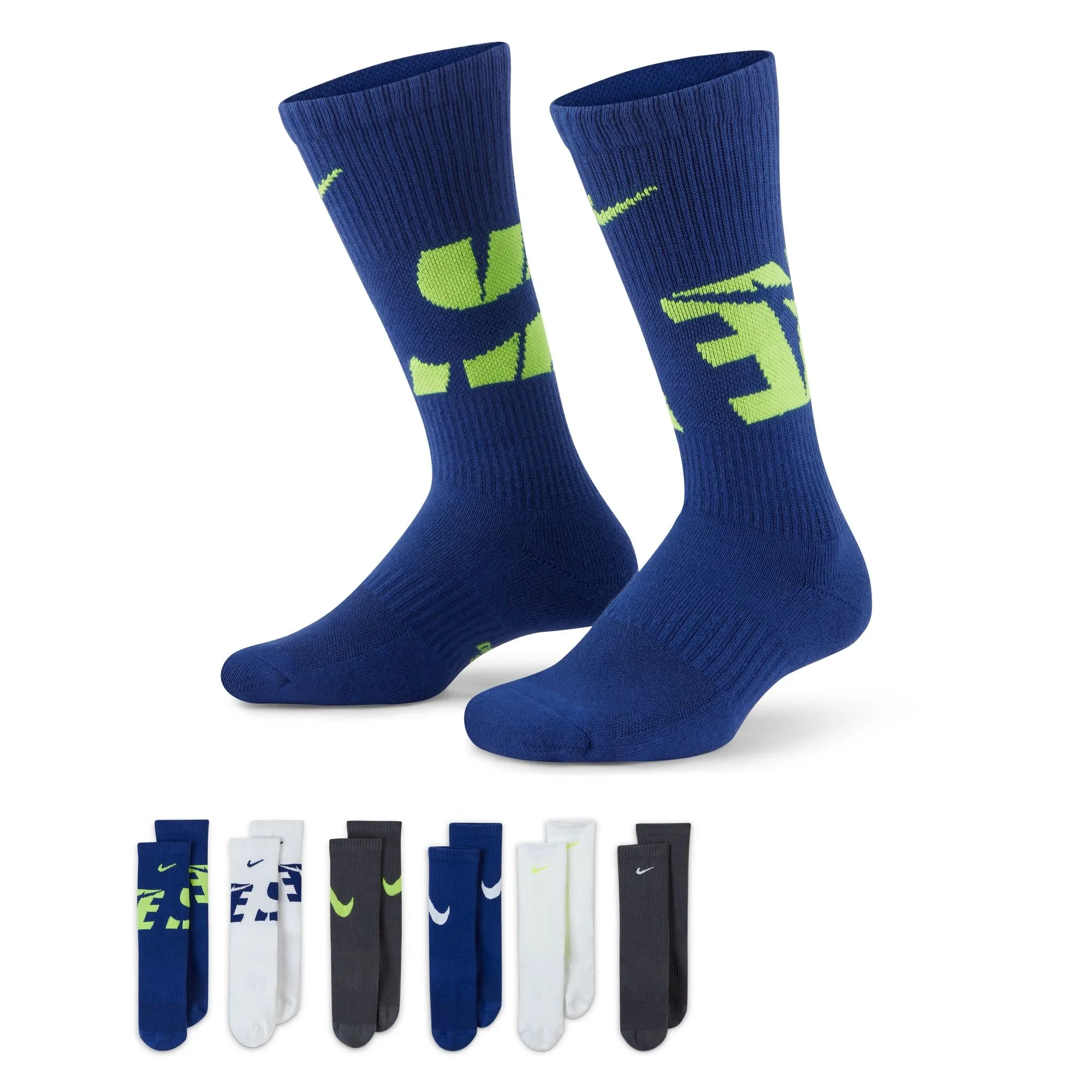 Boys' Nike Youth Everday Cushion Crew 6-Pack Socks