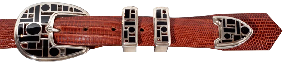 David Rosales Black Jade Inlaid 1" Ranger Belt Buckle