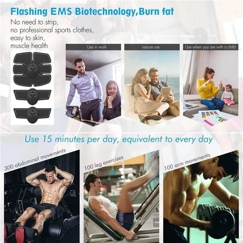 Electric Muscle EMS Stimulator Toner Trainer for ABS Abdomen Arms and Legs