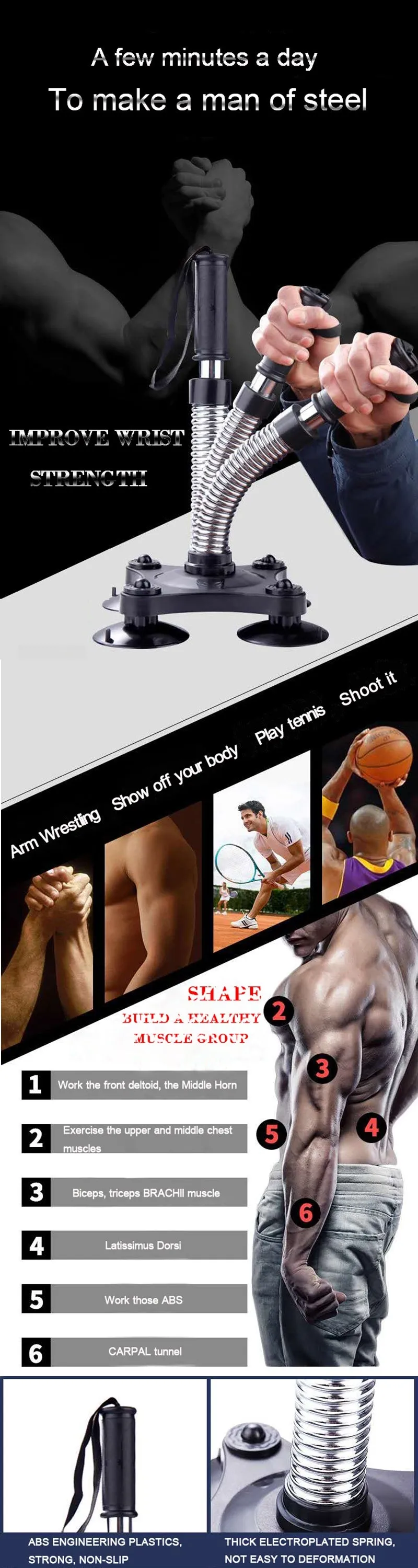 Forearm Trainer Wrist Fitness Workout home gym Arm Wrestling Hand Gripper Strengthener(10 Pack)