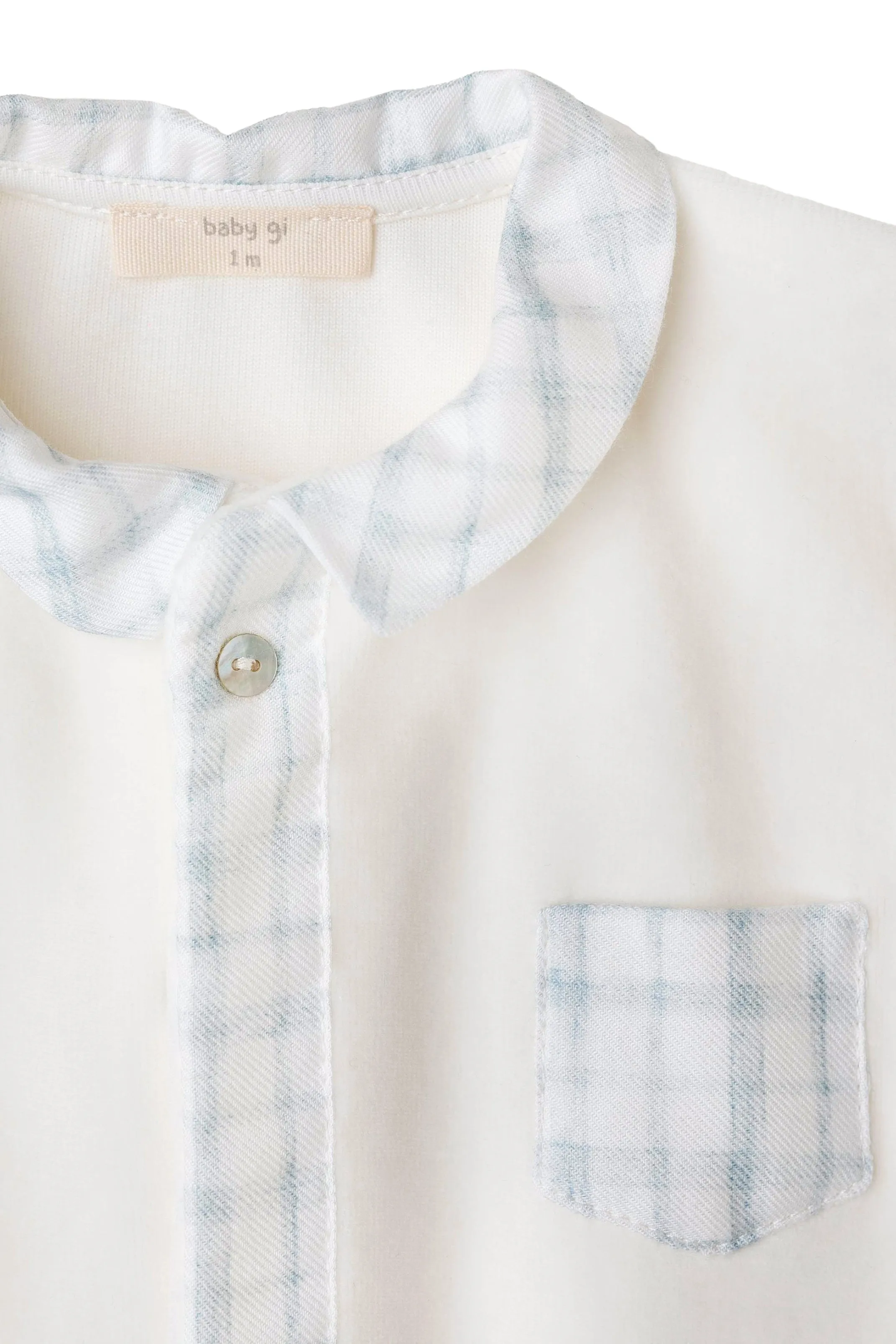 Ivory Velour Checked Sleepsuit