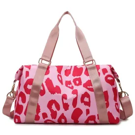 Leopard Print Nylon Sports Bag Women