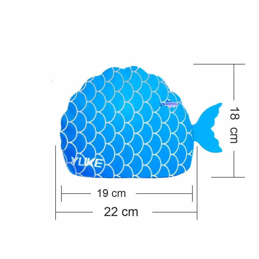 Little Surpise Box, Scales Blue Fishy , Silicone Kids Swim Cap, 5 years -15 years