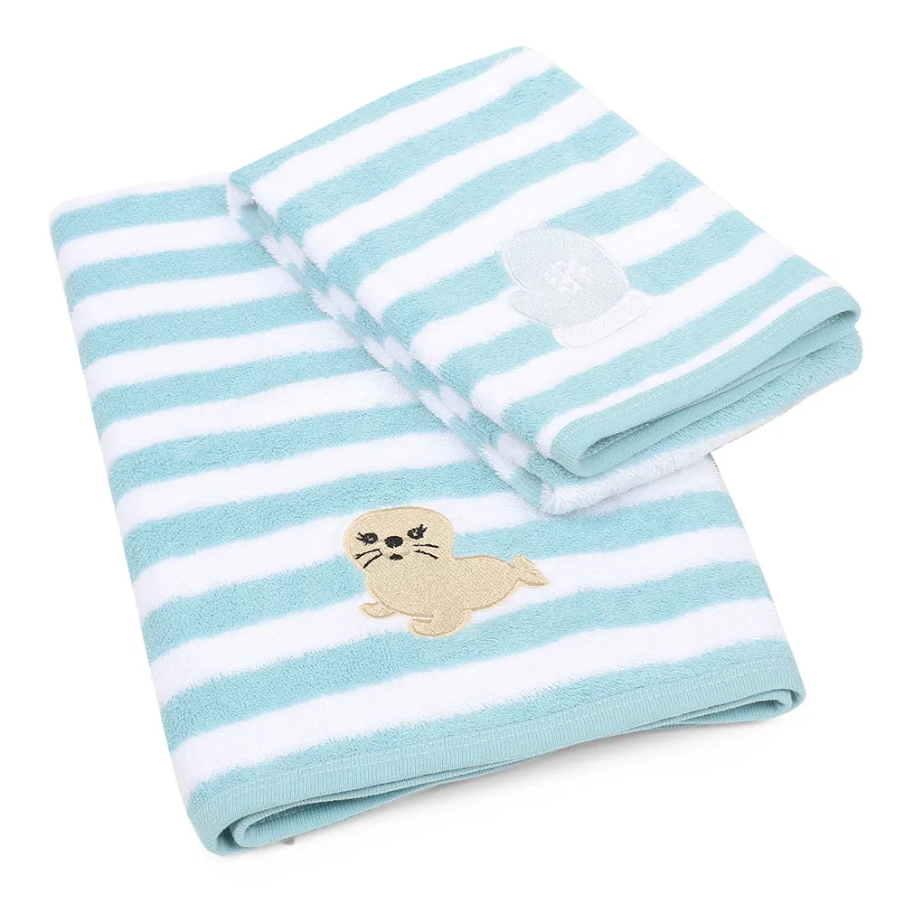 My Milestones Kids Hand Towel - Aqua / White