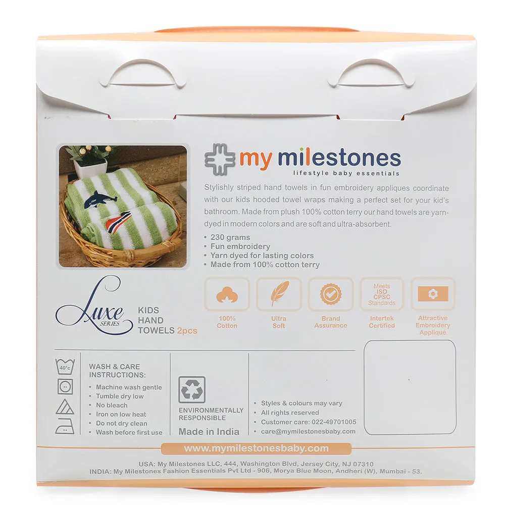 My Milestones Kids Hand Towel - Aqua / White