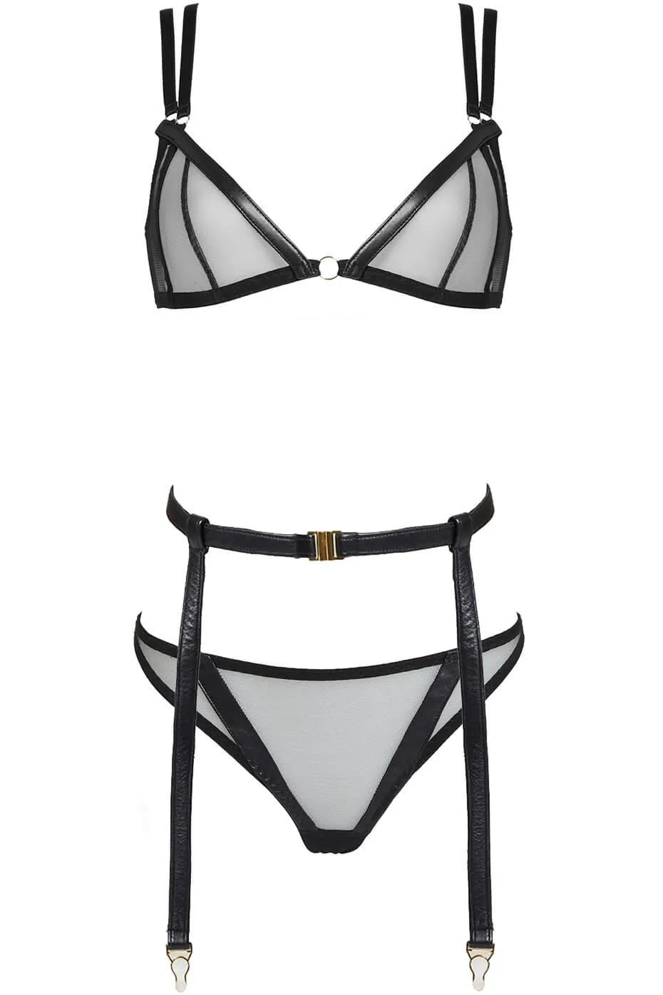 Nina Soft Cup Leather Bra Set