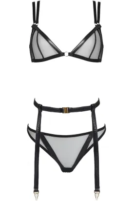 Nina Soft Cup Leather Bra Set
