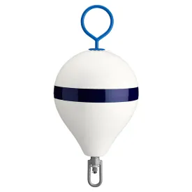 Polyform 13.5" CM Mooring Buoy w/Galvanized Iron - White Blue Stripe [CM-2 WHITE W/STRIP]
