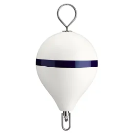 Polyform 17" CM Mooring Buoy w/SS Iron - White Blue Stripe [CM-3-SS WHT W/STR/SS]