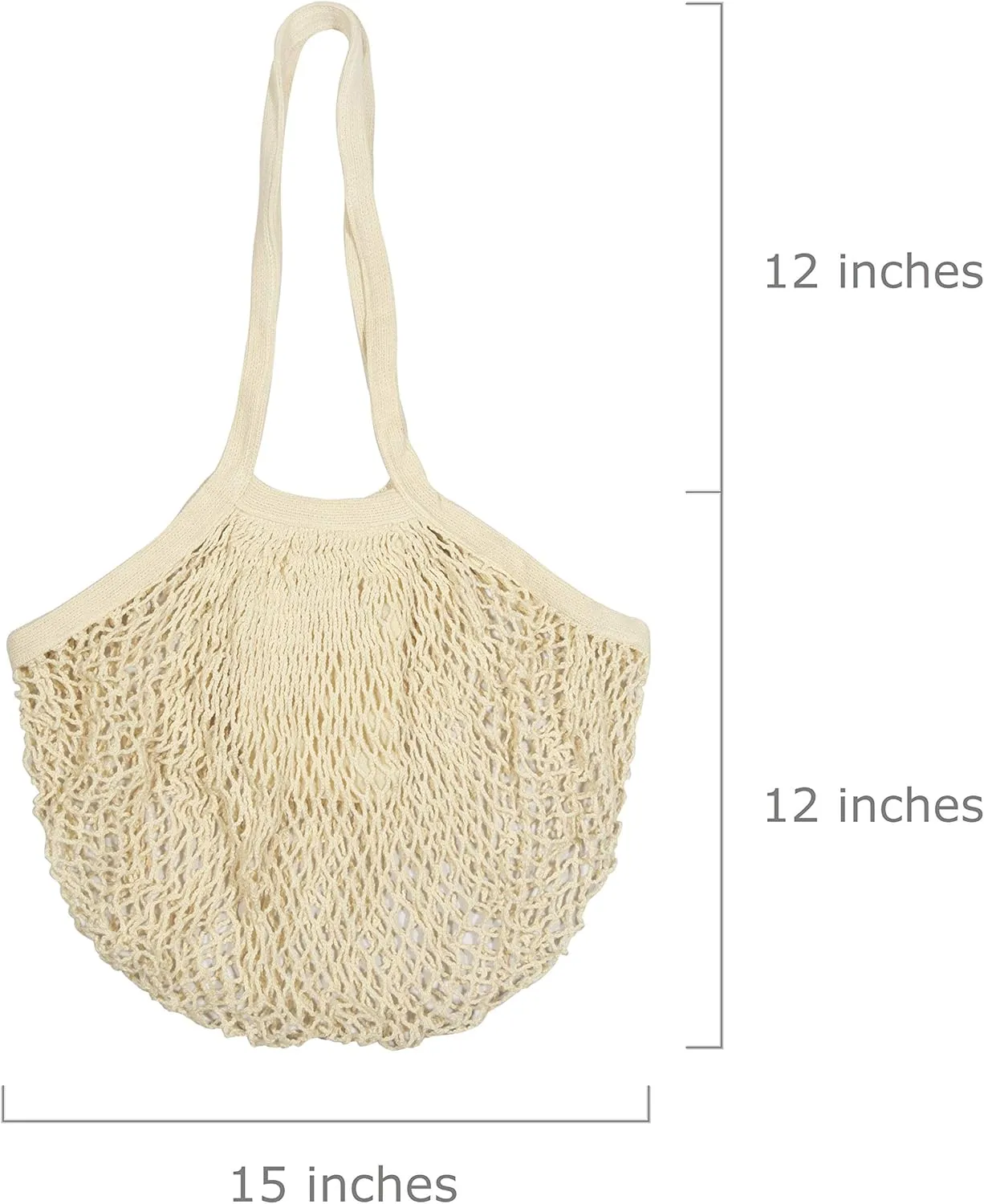 Premium Cotton Mesh Grocery Totes - Reusable French Market Bags - 100% Cotton String Bags for Farmers Market, Produce, Grocery or Beach Trip (3 Pack)