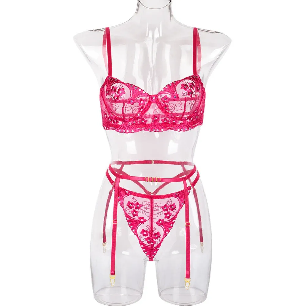 Pretty In Pink Embroidery Lingerie Set