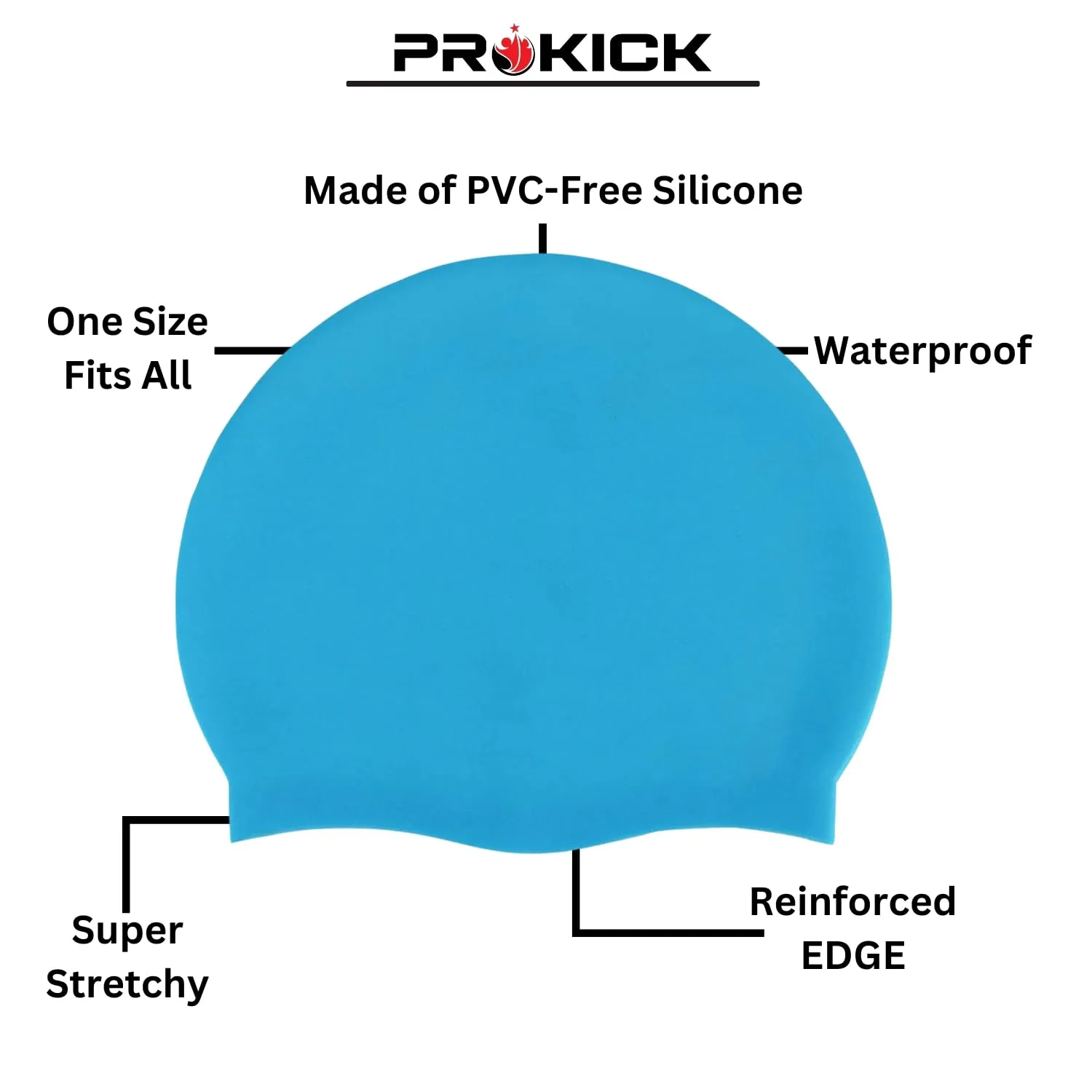 Prokick Silicone Swim Cap, One Size-Fits All