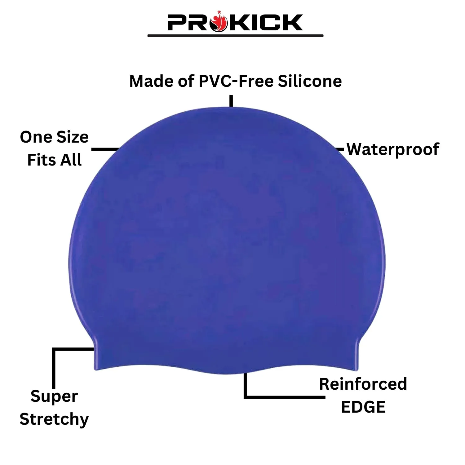 Prokick Silicone Swim Cap, One Size-Fits All