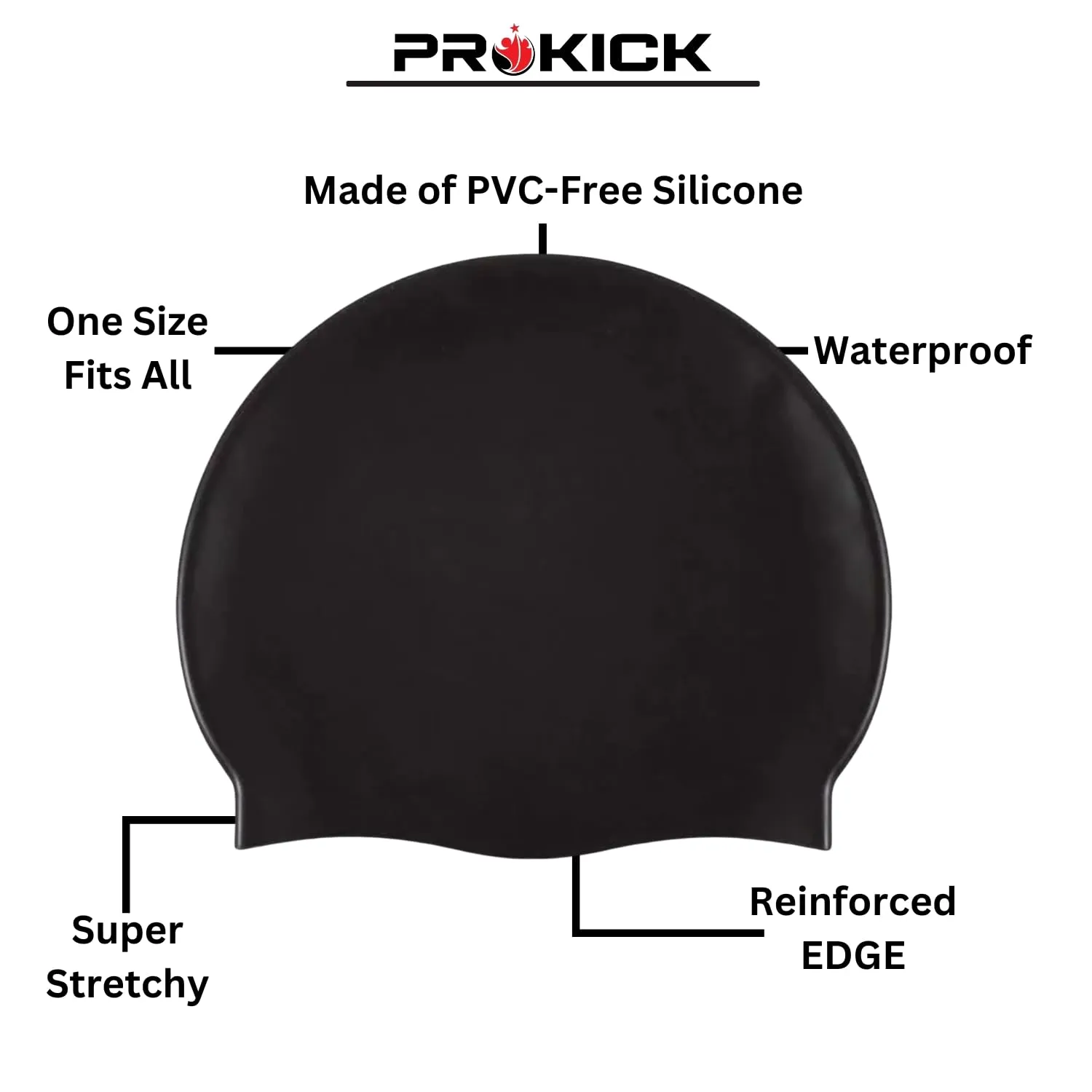 Prokick Silicone Swim Cap, One Size-Fits All