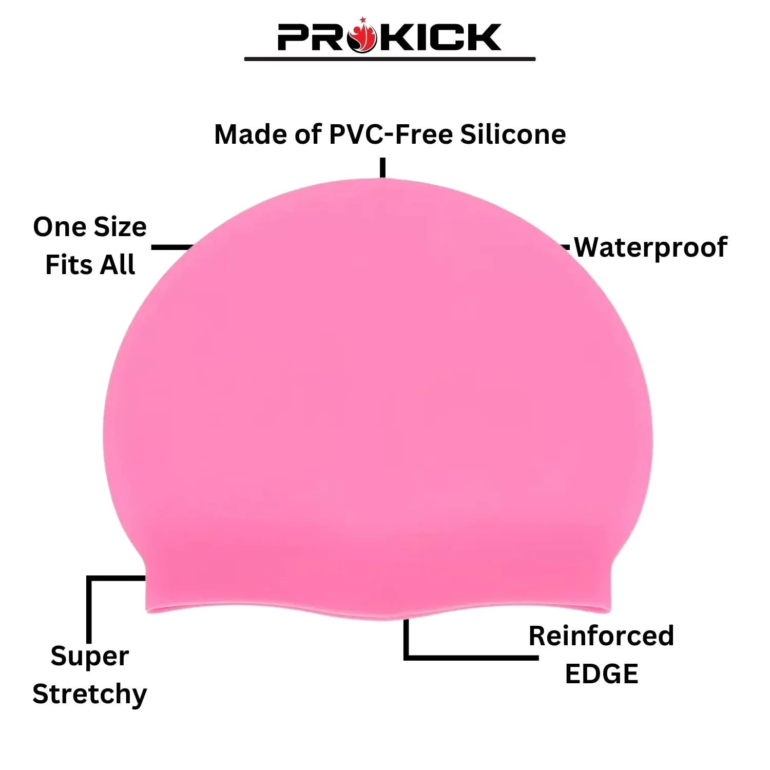 Prokick Silicone Swim Cap, One Size-Fits All
