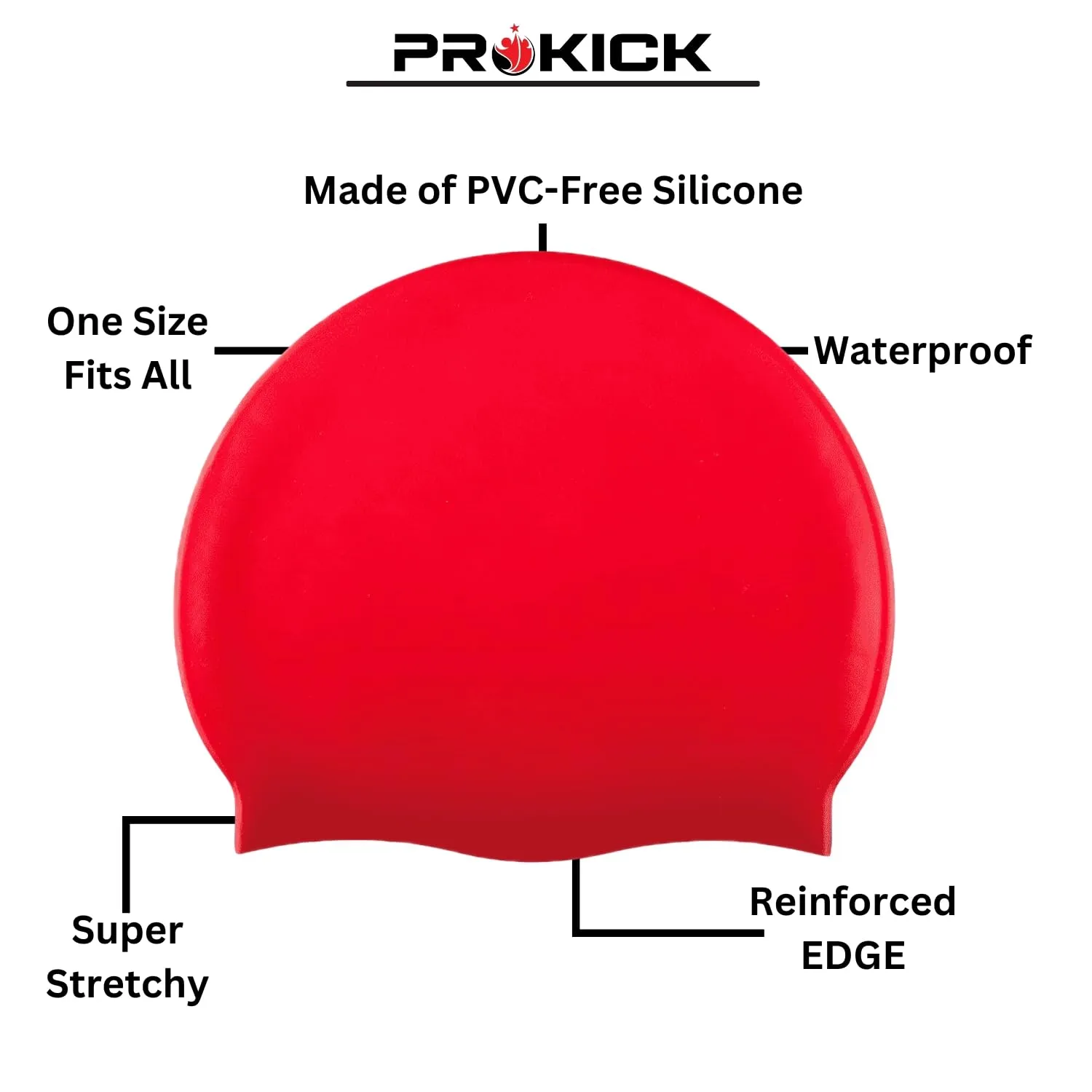 Prokick Silicone Swim Cap, One Size-Fits All