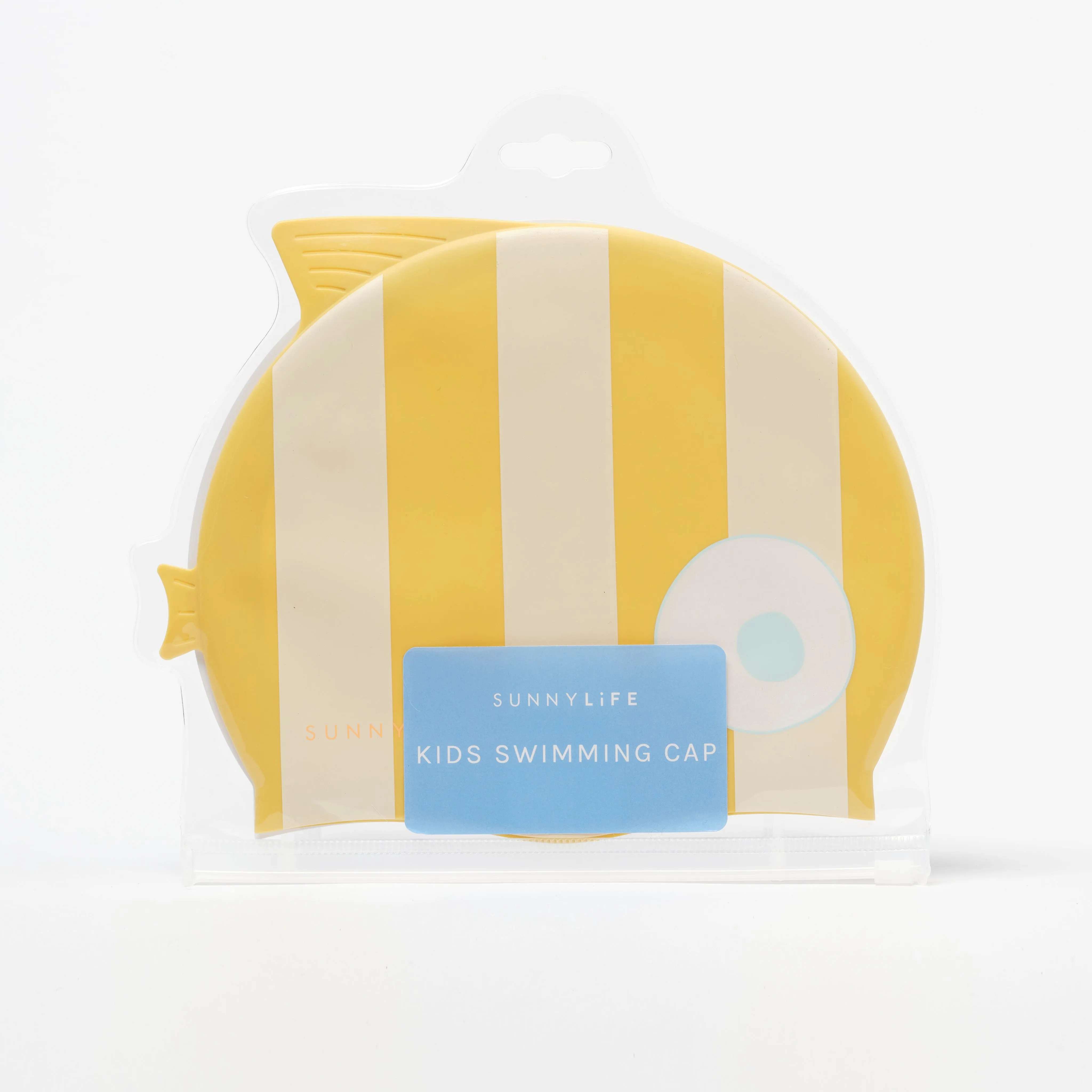SUNNYLiFE Kids Swimming Cap Finn the Fish Mustard Stripe