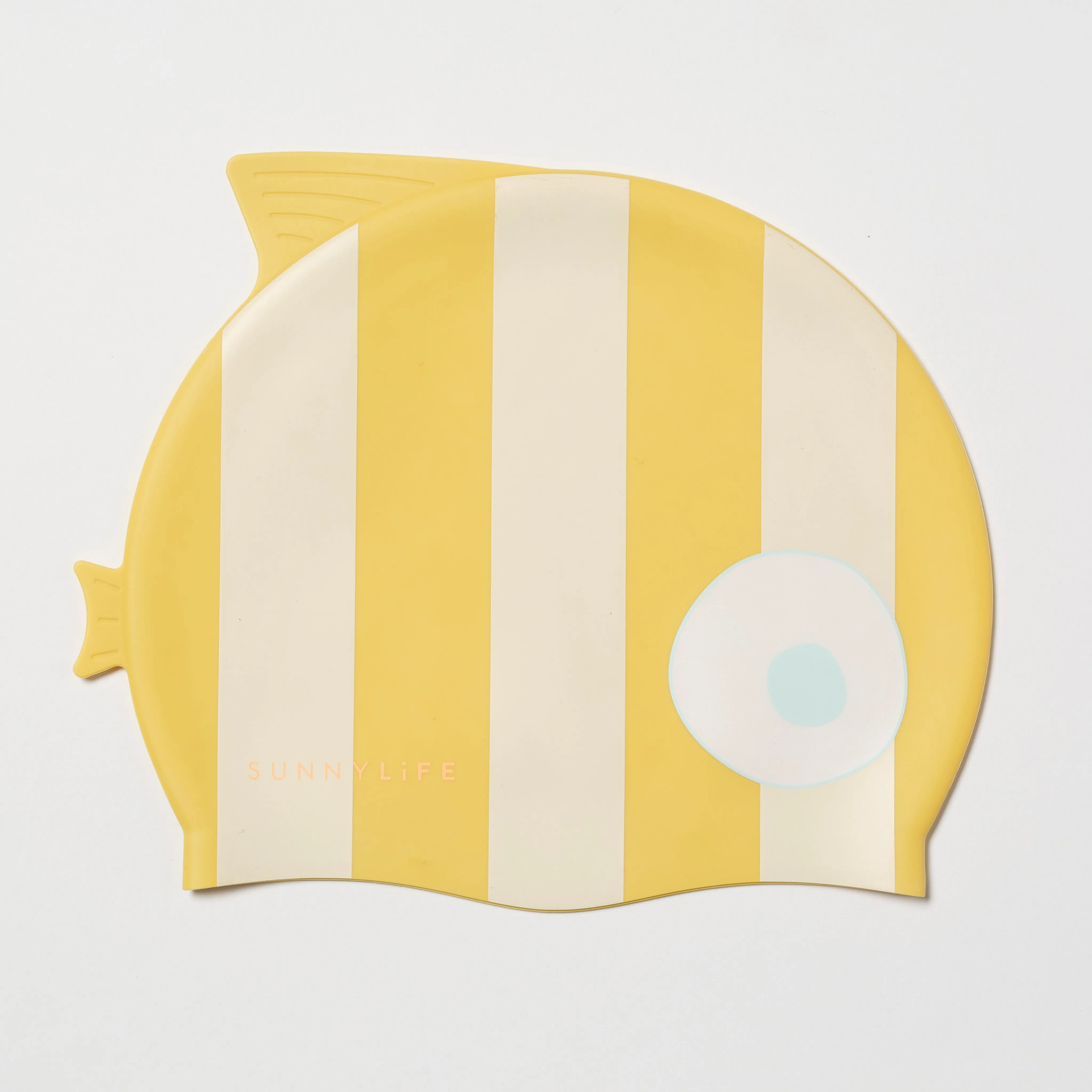 SUNNYLiFE Kids Swimming Cap Finn the Fish Mustard Stripe