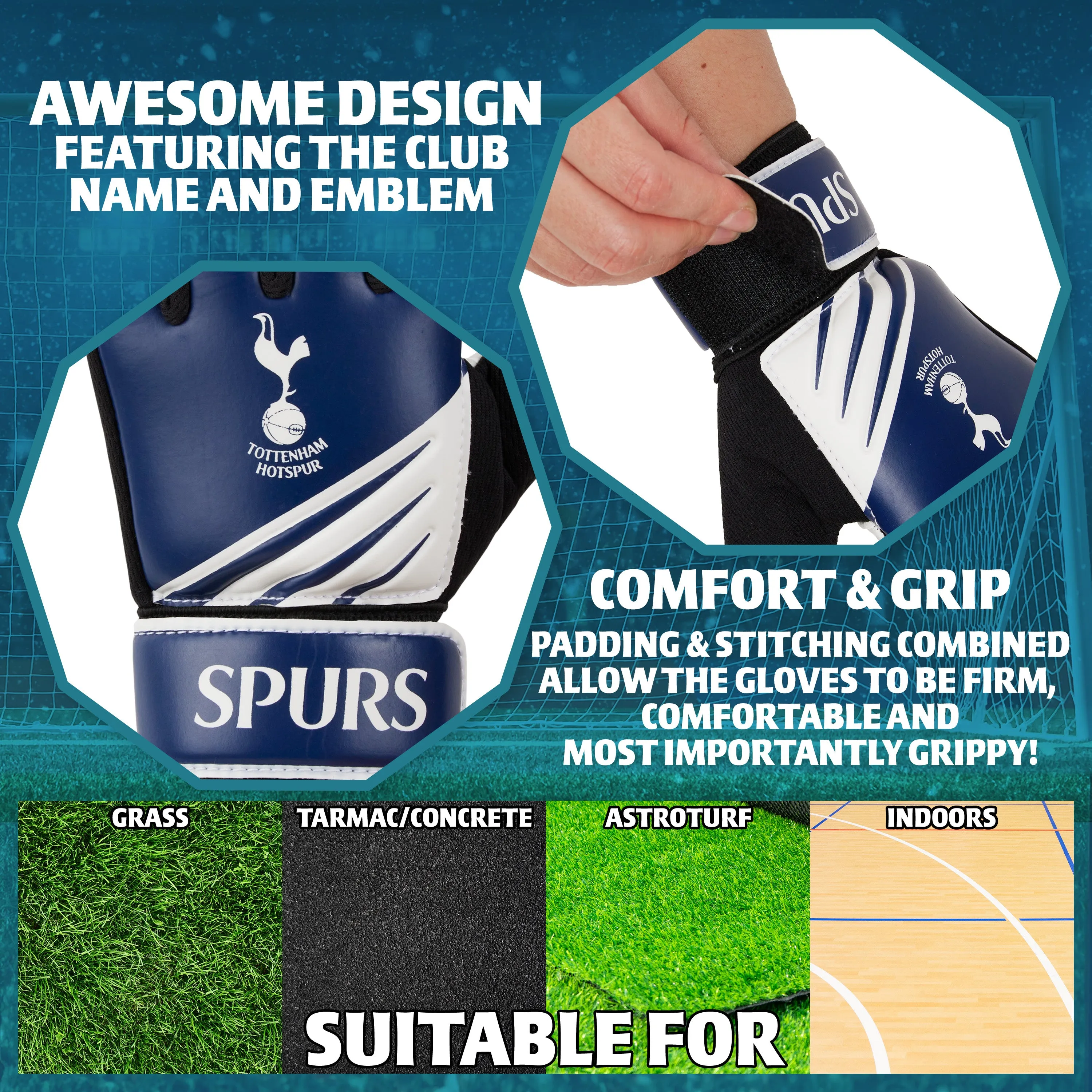 Tottenham Hotspur F.C. Goalkeeper Gloves for Kids - Size 5