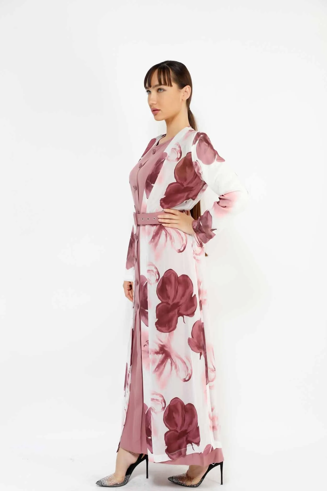 WOMEN'S FLORAL SET1 BELTED DRESS 03